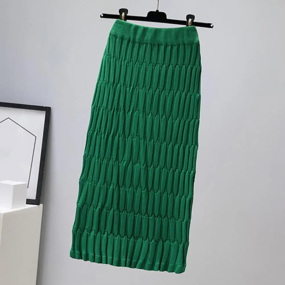 2025 Vrouwen Midi Rok Geribbelde Gebreide Kokerrok Vrouwen Herfst Lente Hoge Taille Breien Rok Vintage Breien Vrouwelijke Chic Rokken