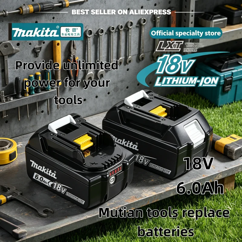 

Universal Genuine Makita 18V 6.0Ah Replacement Battery works with BL1860 BL1430 BL1850, reliable cell for Makita LXT tool series