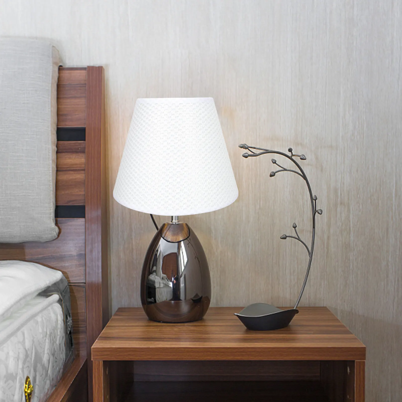 

E27 Lamp Cover Replacement Desktop Lampshade Weaving Design Iron Bracket Sturdy For Home Hotel Bedroom Tabletop Floor Lamp