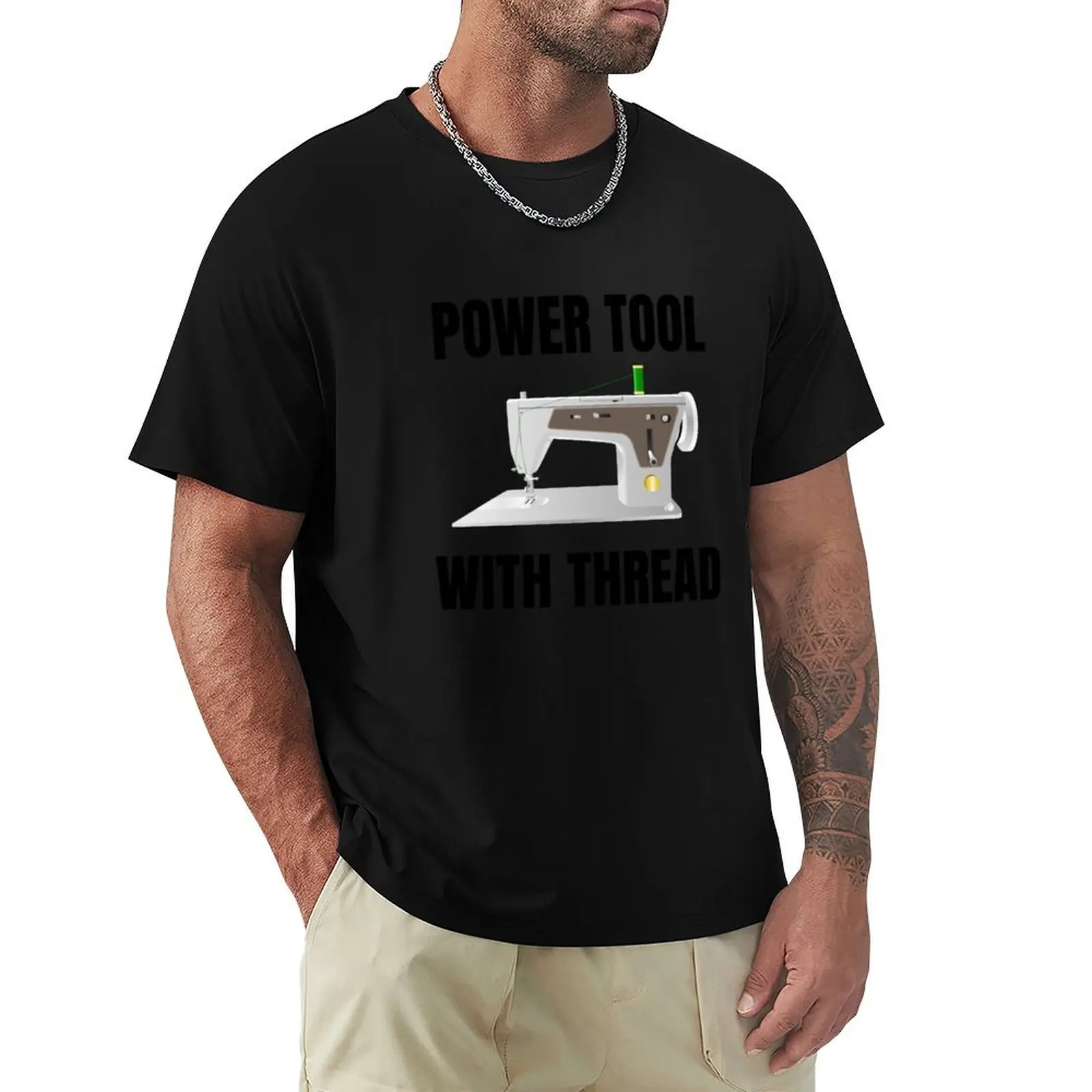 Funny Sewing Gifts - Power Tool With Thread T-Shirt Anti-Wrinkle Short Sleeve T-Shirt