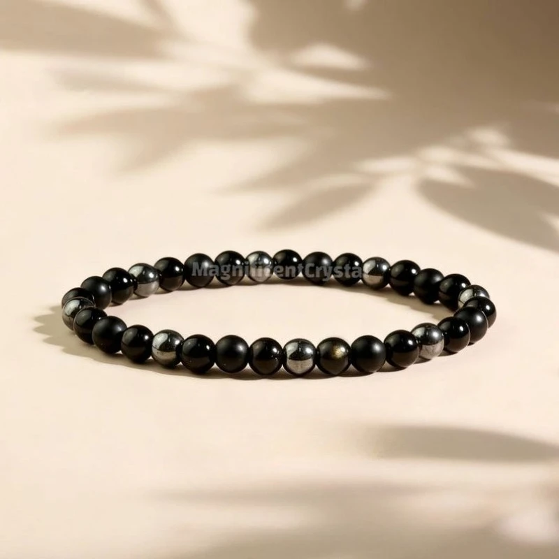 Ultimate Protection Multi-Stone Bracelet, Black Tourmaline Gold Sheen Obsidian Onyx Hematite, Gift for Her/Him