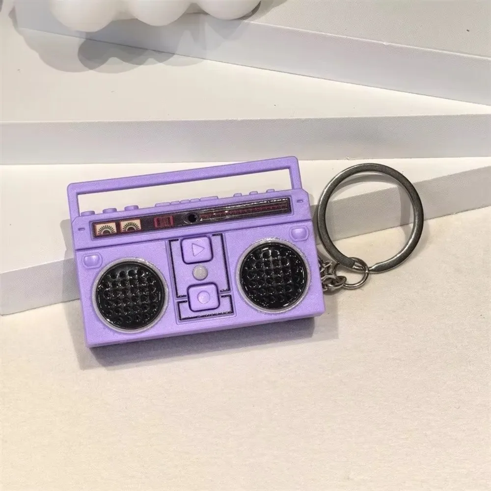 Mini Size Radio Shape Keychain Plastic Material Exquisite Design Music Recorder Keychain Macaron Color Retro Style