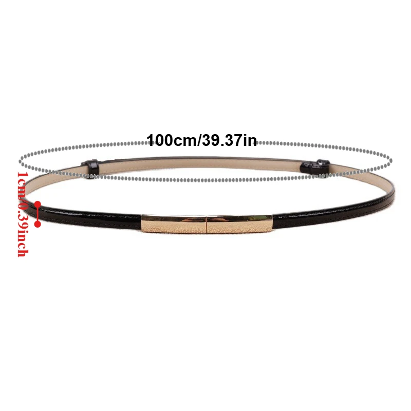 Simple and Versatile Women's Slim Belt Fashionable Commuter Belt with Gold Buckle and Textured Leather Design belt women