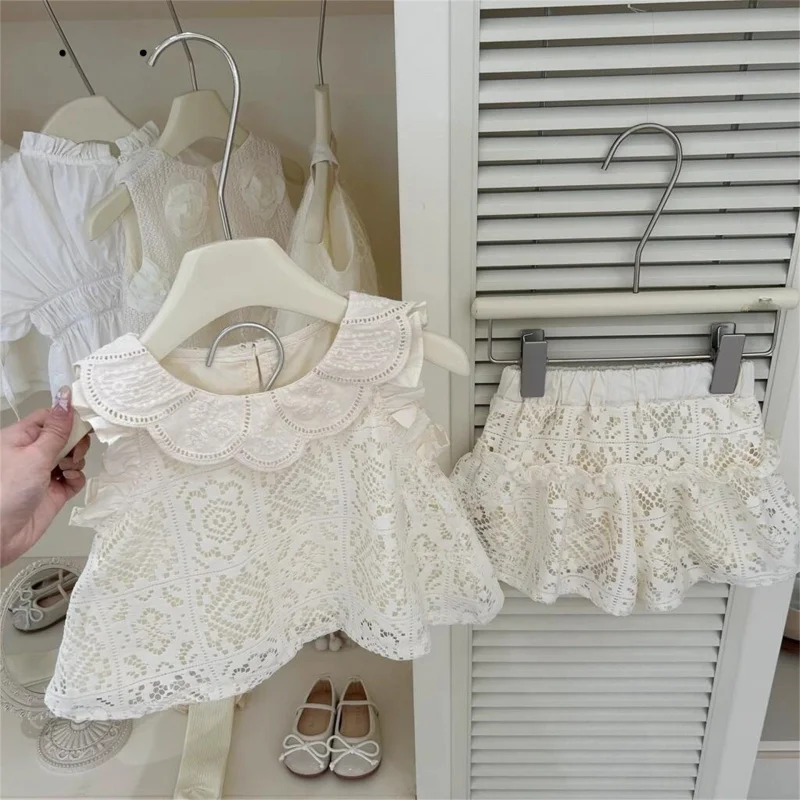

Girls' summer outfit new style casual children's vest and skirt fashion two-piece set trendy