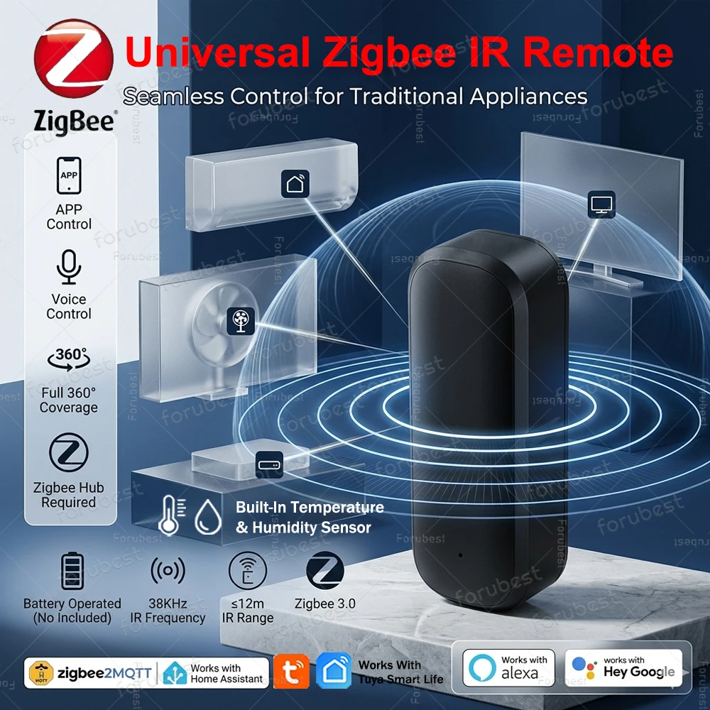 Zigbee IR Remote Control Humidity Temperature Sensor Universal Infrared Controller For TUYA Smart Life Zigbee2MQTT Alexa Voice