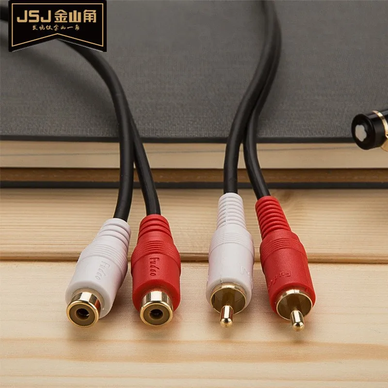 JSJ Jinshan Kok، كابل صوت مزدوج اللوتس، كابل تمديد نحاسي مزدوج RCA ذكر إلى أنثى خالي من الأكسجين AV كابل لوتس بأربعة رؤوس