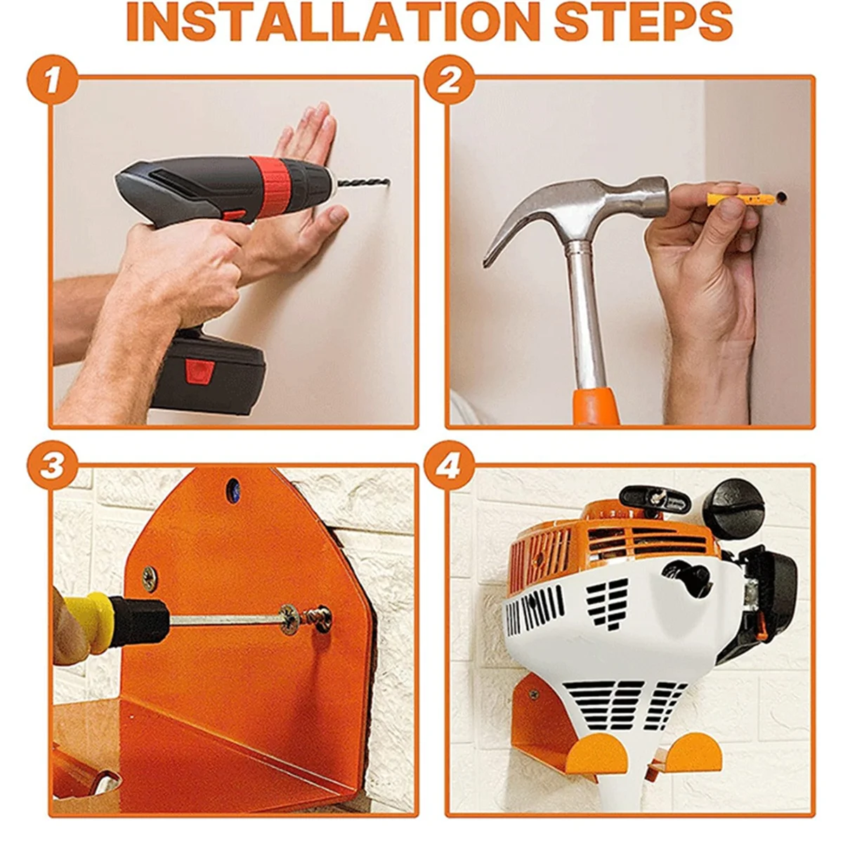 Garage Storage Garage Organizer Trimmer Rack Tool Hanger for Grass Trimmer, Hedge Trimmer, Garage Wall