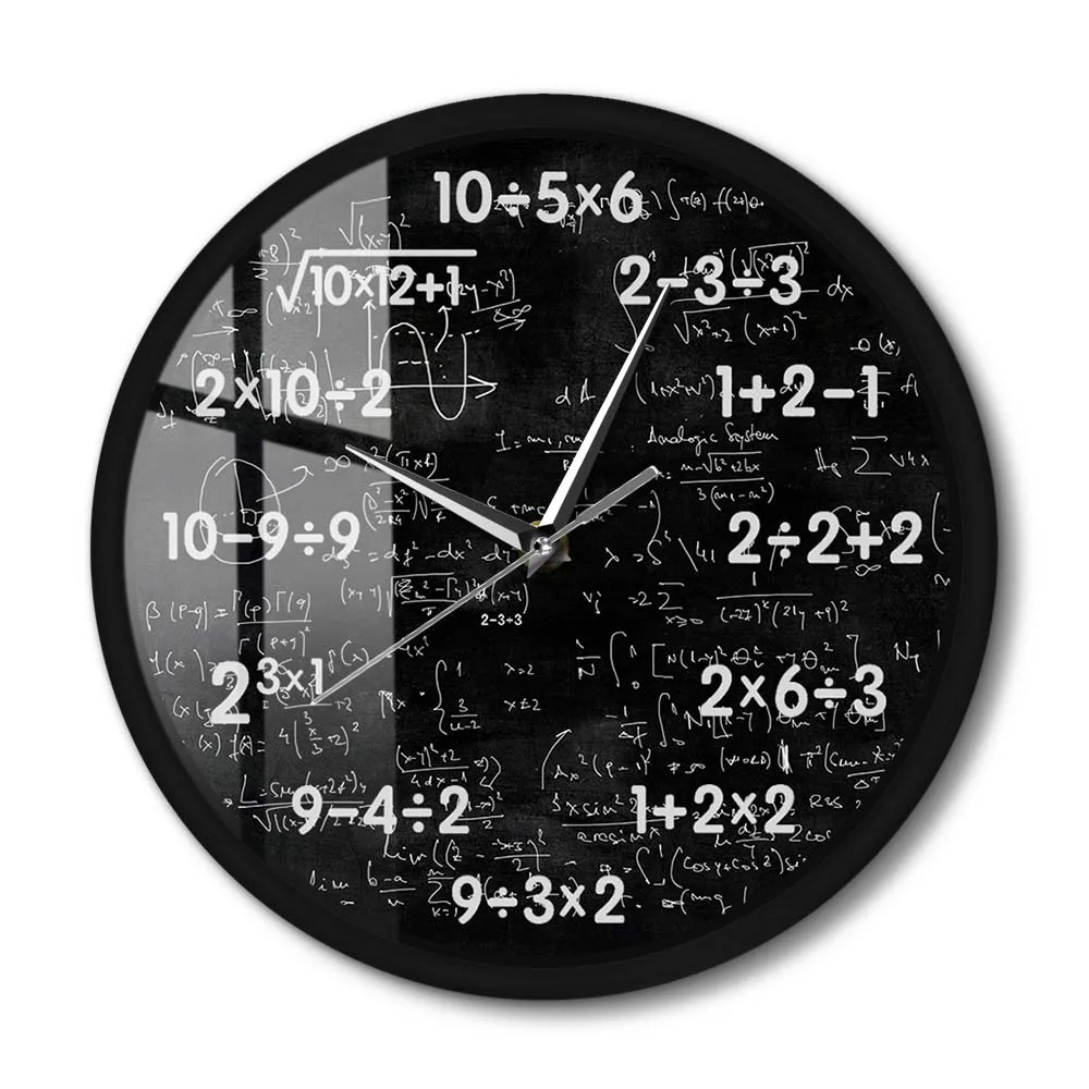 

Math Class Chalkboard Silent Metal Frame Wall Clock Mathematics Classroom Wall Sign Math Equations Wall Watch For Nerd Teacher