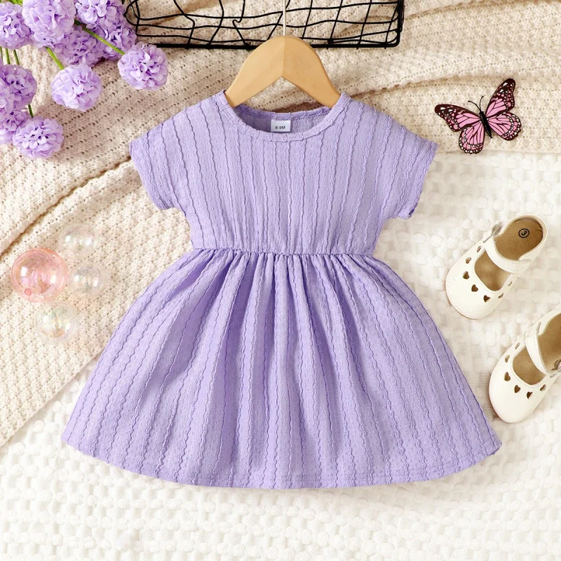 Dress For Baby Girl Summer Newborn Clothes Fashion Cute Bowknot Princess Dresses Solid Color Casual Infant Toddlers Clothing D2L