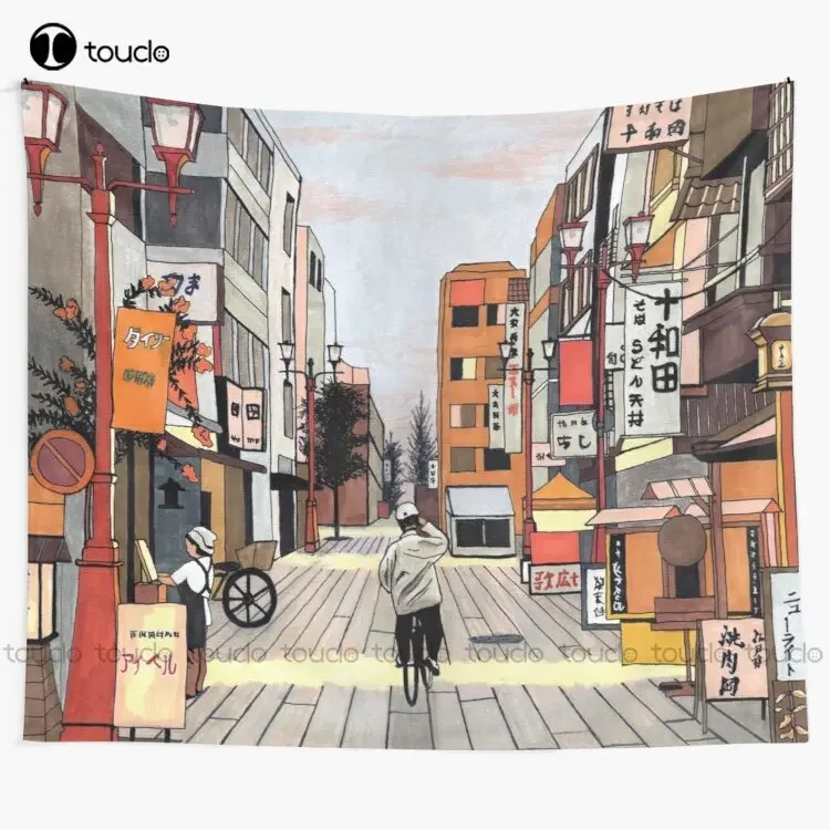 Early Morning Ride In Japan Tapestry Funny Tapestries Tapestry Blanket Tapestry Bedroom Bedspread Decoration Art Home Decoration