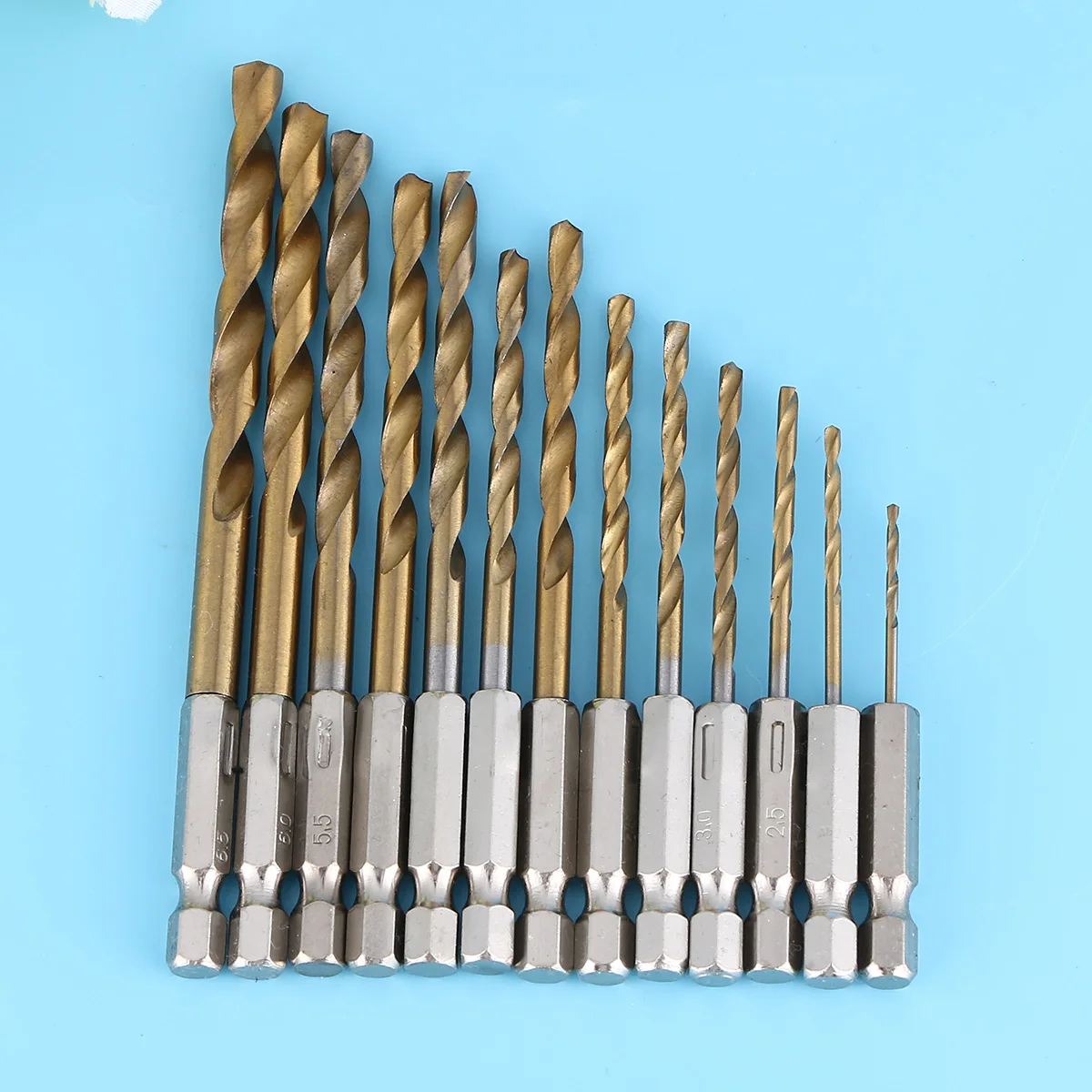 

13pcs Drill Bit Set Titanium Coated 1 5mm 6 5mm Durable Long Lasting Suitable Steel Wood Plastic Machining Tools