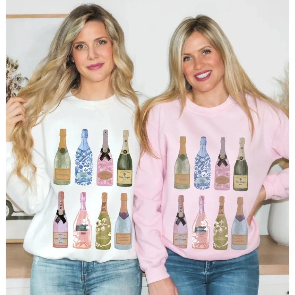 Champagne Sweatshirt Pop Fizz Klik Click Viering Juicht Champagne Problemen Shirt Nieuwjaar Tee Cocktail Coquett Esthetische Kleding