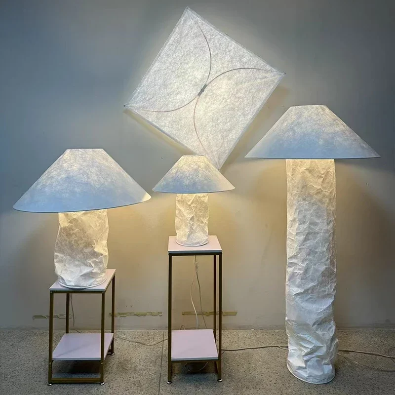 Nordic Wabi Sabi Dupont Paper Led Floor Lamp Bedroom Study Bedside Table Light Living Room Sofa Corner Home Decor Standing Lamp