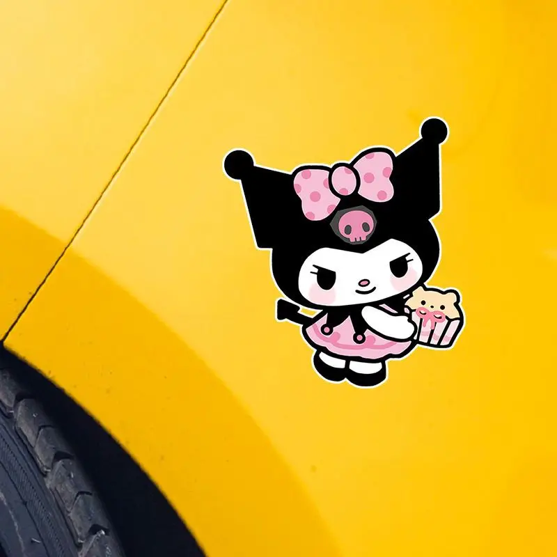 

Sanrio Kuromi Car Scratch Cover Modified Stickers Cartoon Devil Kuromi Fuel Tank Cover Glass Car Decoration Stickers