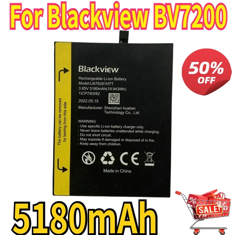 

Battery For Blackview BV7200 Bateria 5180mAh Rugged IP68 Waterproof Cell Phone Accessories