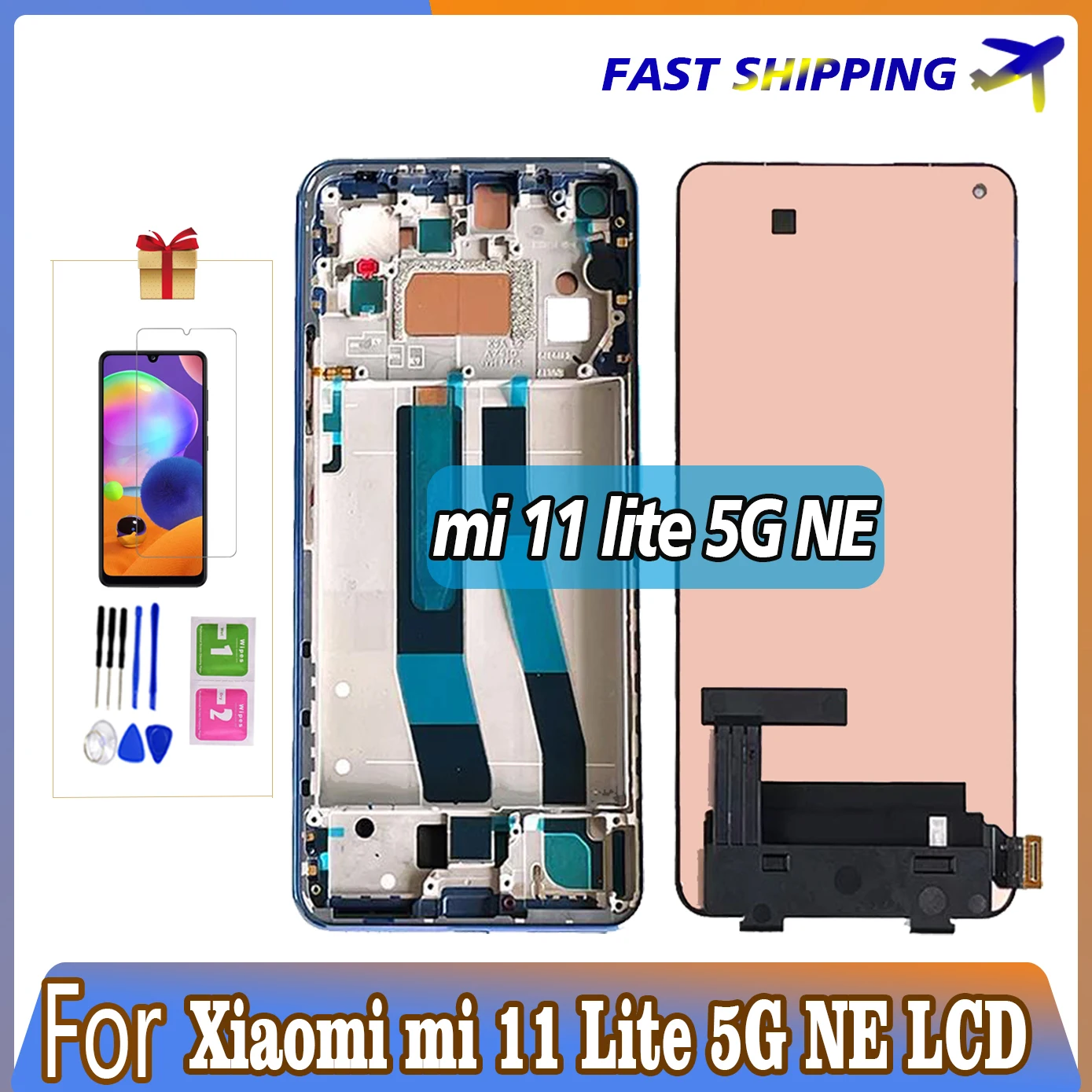 

Дисплей 6,55 ''для Xiaomi Mi 11 Lite 5G NE LCD 2109119DG 2109119DI 2107119DC, сенсорный экран/рамка, замена дигитайзера, тест