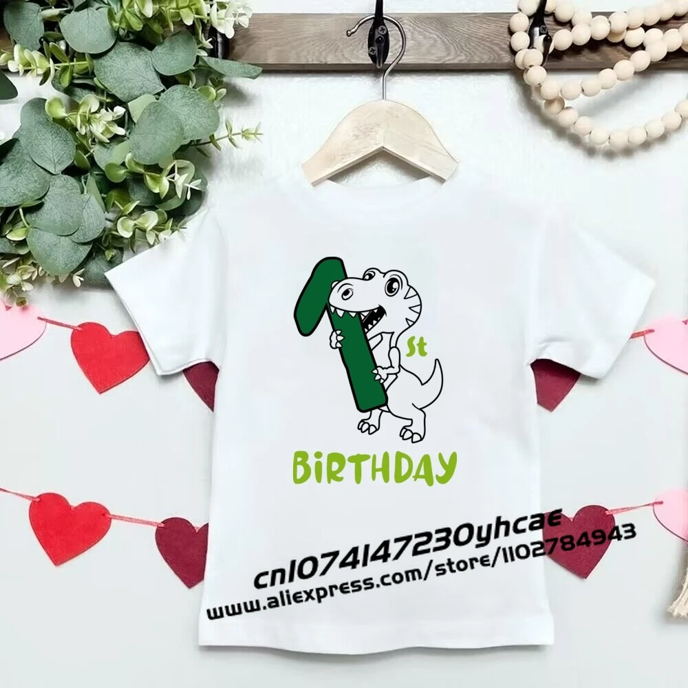 Dinosaur Birthday Shirt 1 2 3 4 5 6 Birthday T-Shirt Wild Tee Boys T Shirt Dino Theme Party Clothes Kid Gift Fashion Tops Tshirt