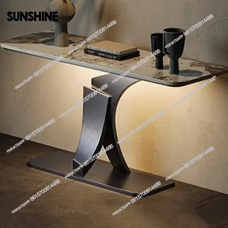 Luxury Hotel Living Room Table Metal Vintage Corner Narrow Nordic Table Vertical Hall Tisch Wohnzimer Hallway Furniture  FT