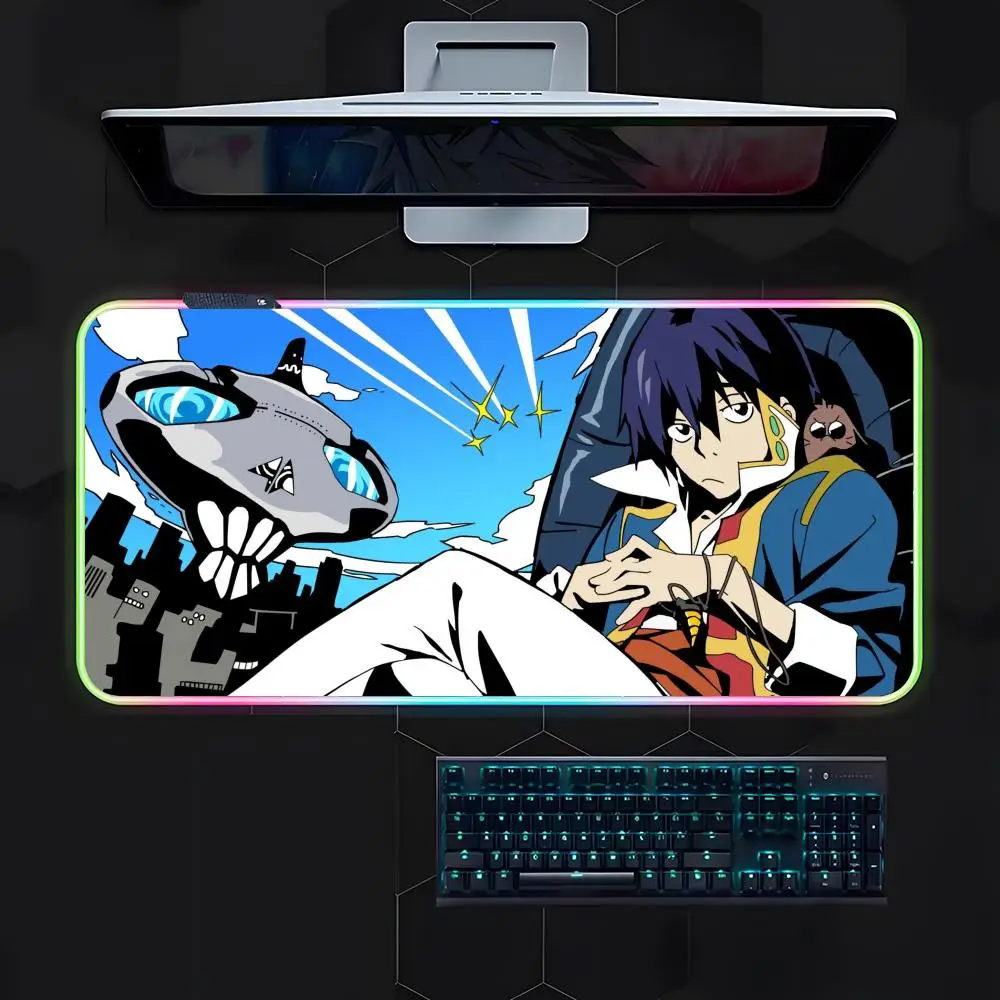 Gurren Lagann Mouse Pad Gamer Luminescence Led Mouse Pad Gaming Table Rgb Deskmat Keyboard Pc Mousepad