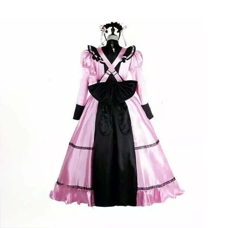 Pink sexy Sissy  satin dress lockable Dress maid Cosplay Costume   customized