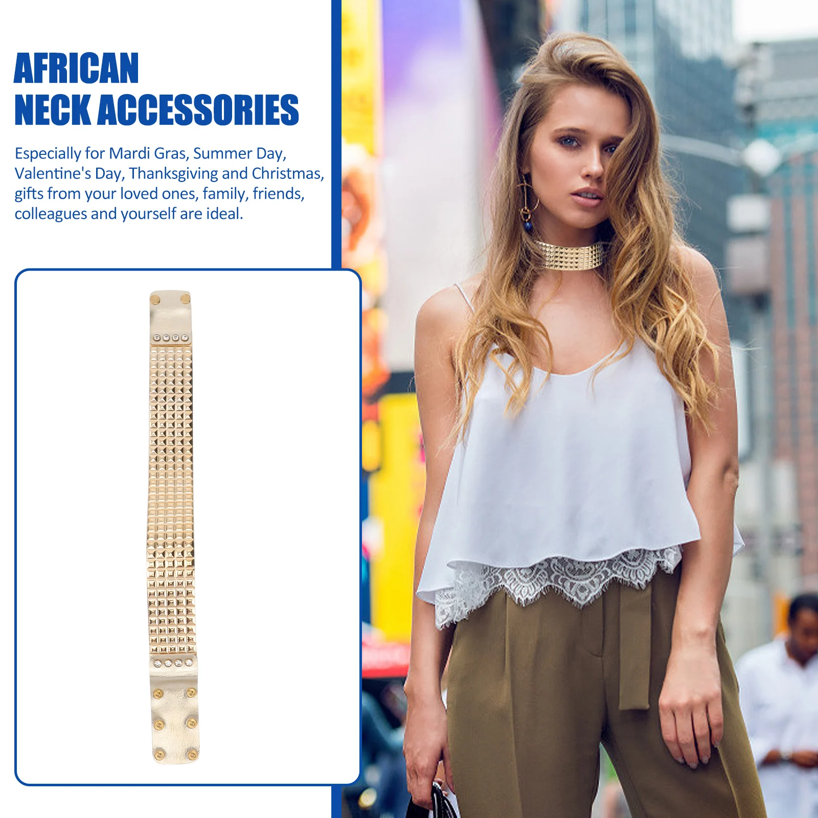 

Long Neck Collar Choker Necklace Clavicle Accessory Cake African Chain Exaggerated Man