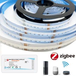 DC24V 5M 10M Tuya ZIGBEE 3.0 RGBCCT LED Light Strip 840LEDs/m High Density Flexible FOB COB RA90 Linear Dimmable Led Lights