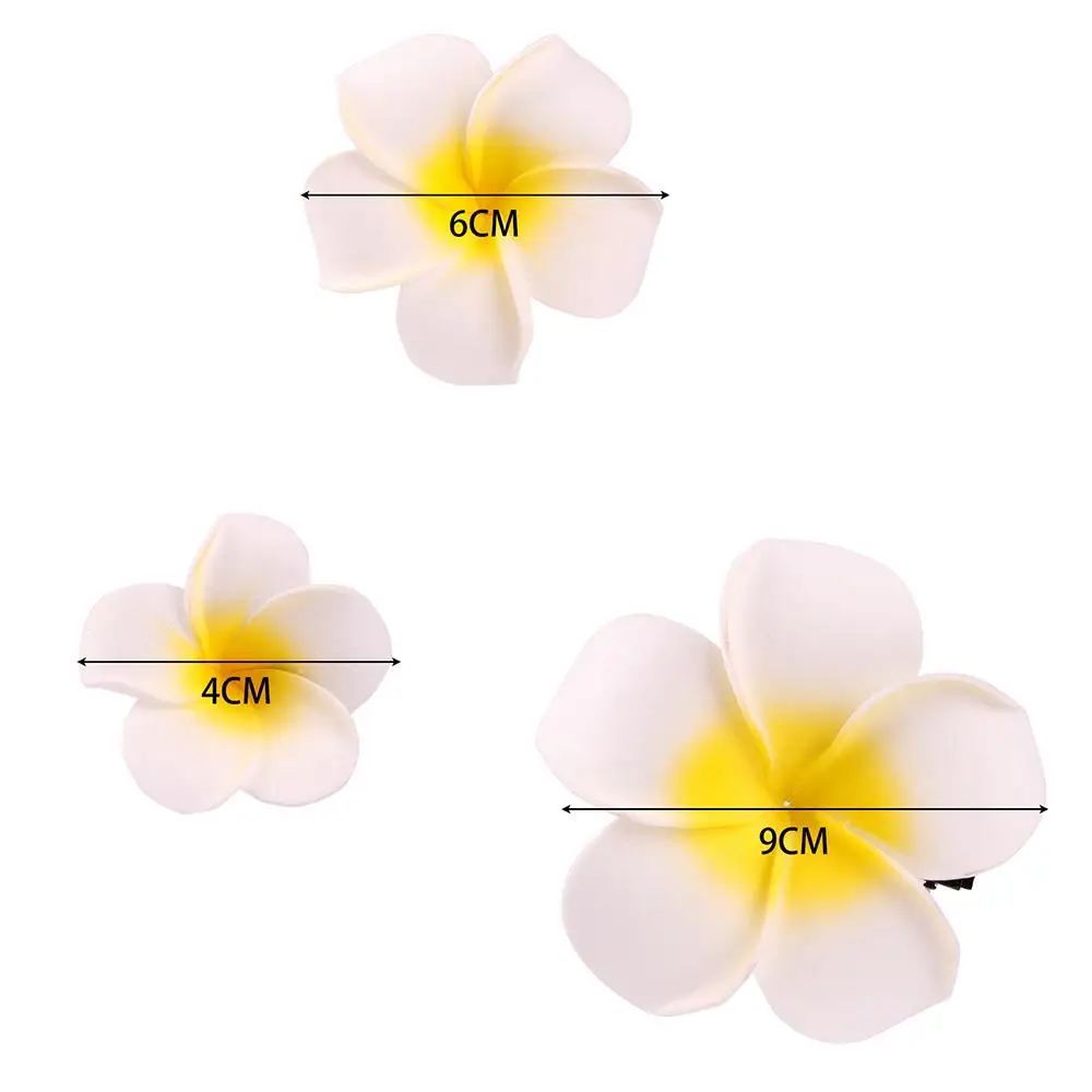 4/6/9cm Plumeria Flower Hair Clips For Women Girls Hairpins Egg Flower Barrette Hawaiian Wedding Artificial Headwear 2pc hairpin