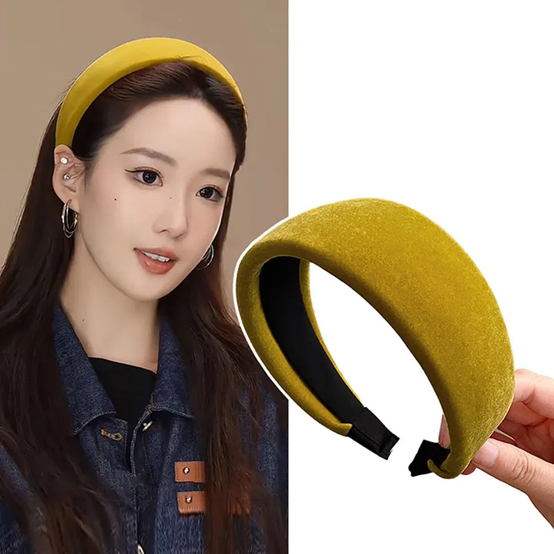 Diadema ancha de terciopelo elegante para mujeres y niñas, accesorio dulce para el cabello, diadema, banda para el cabello, accesorios de moda para el cabello