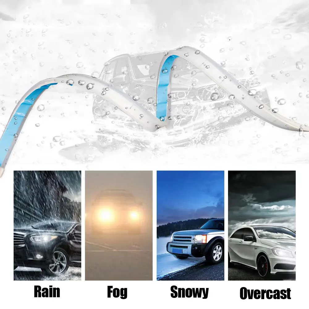 2Pcs Led DRL Turn Signal Light Strip Flexible Waterproof Headlight Surface Decorative Lamp Universal Car Daytime Running Lights