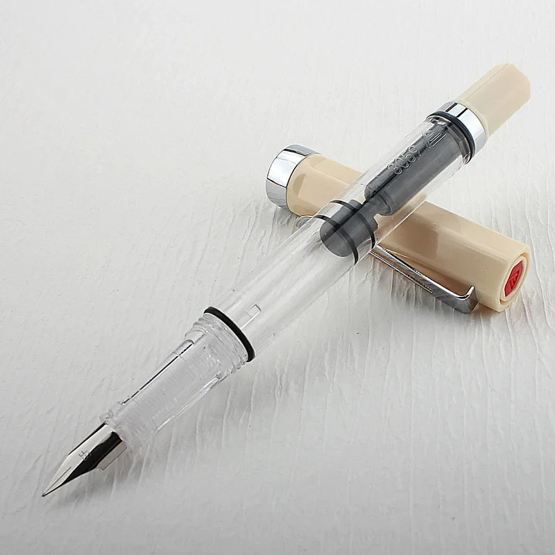 High Quality 3059 Piston Fountain Pen Resin Transparent Ink Pen EF/F Nib 0.38/0.5mm Fountain Pen Business Gif