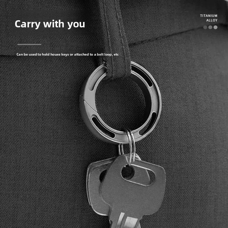 Titanium Alloy Round Mechanical Press Keychain Pendant, Gadget Car Key Ring