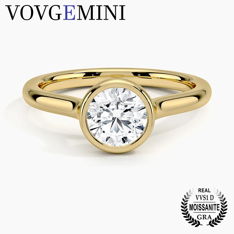 

VOVGEMINI 0.75ct Moissanite Engagement Ring Diamond VVS1 D Color Round 18k Gold Rings Accessories For Women With Gra Certified