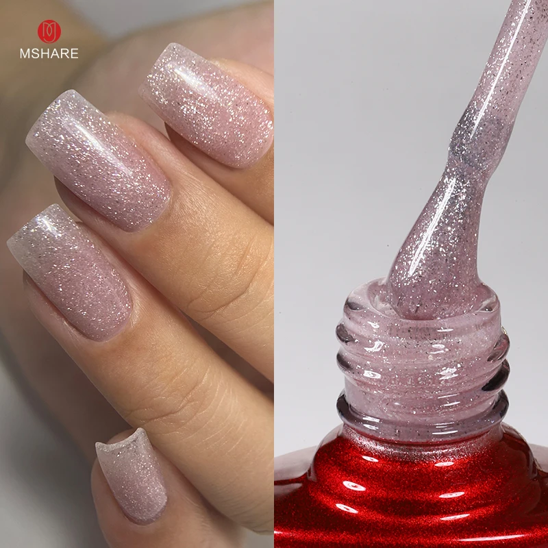 MSHARE Milchrosa Gummibasisgel Camouflage Color Coat Soak Off Nails Gels Lack Lack 10 ml UV-LED-Gel-Nagellack TPO-freies Gel