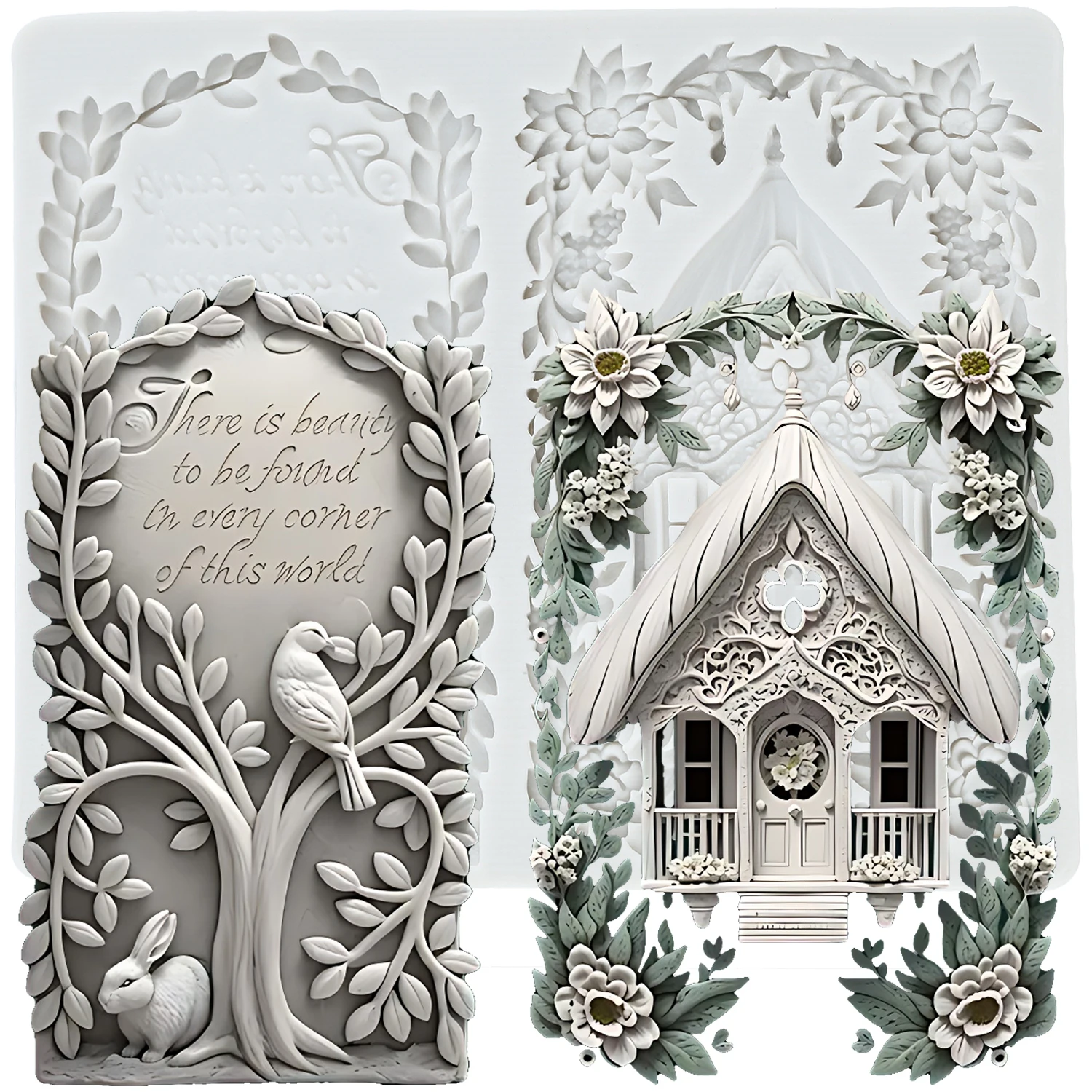 House Silicone Molds Forest Hut Fondant Cake Decorating Tools Cupcake Topper Chocolate Candy Sugar Craft Gum Paste Polymer Clay
