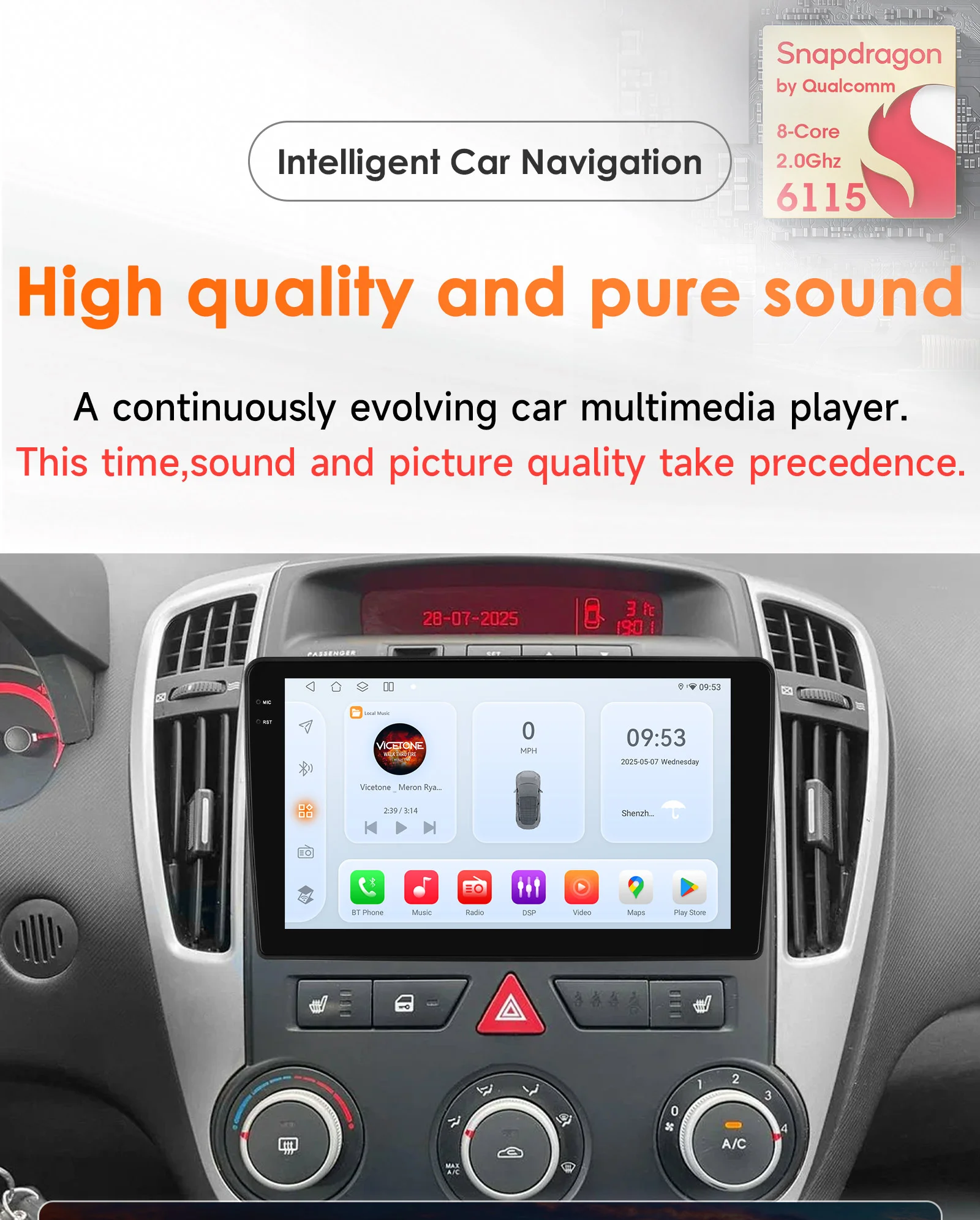von Snapdragon 6115 Carplay Android 14 Autoradio Für Kia Ceed 2006-2012 Multimedia GPS Stereo 4G 8Core Autoradio 360 Cam Bildschirm