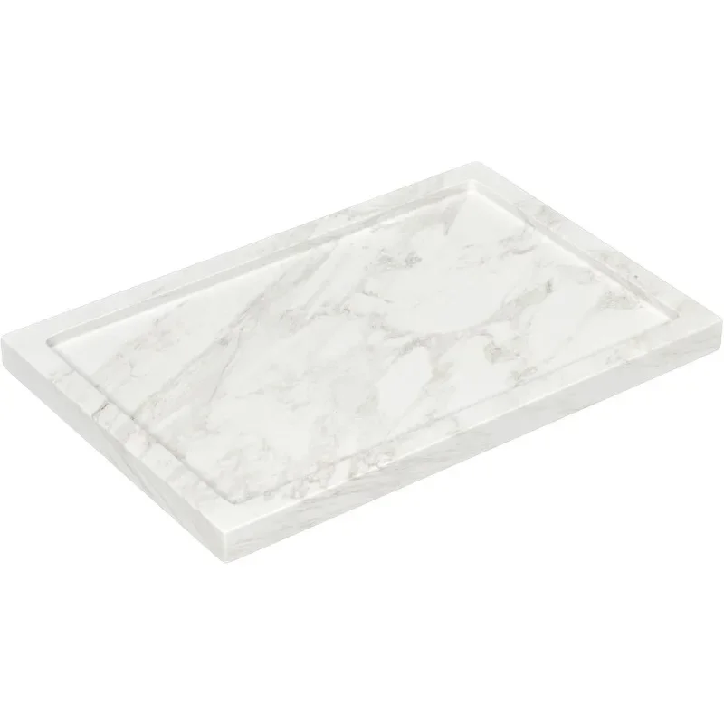 

Real Natural Marble Vanity Tray - Large Marble Storage Tray for Home Decor Stone Tray for Bathroom Kitchen Vanity Dresser