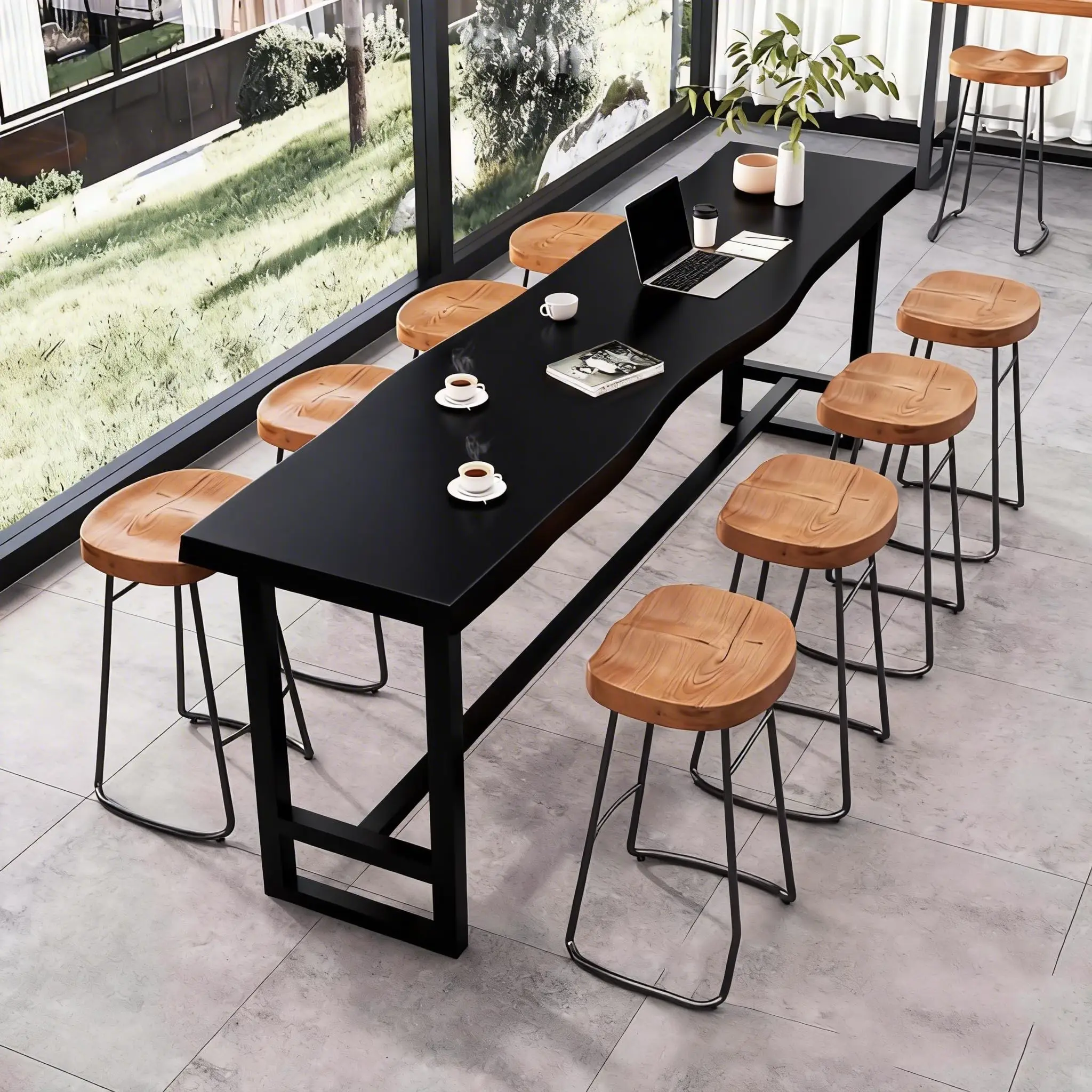 Live Edge Bar Table,Long Counter Height Dining Table,Solid Wood Pub Table,2 in Thick Live Edge Top for Kitchen,Dining