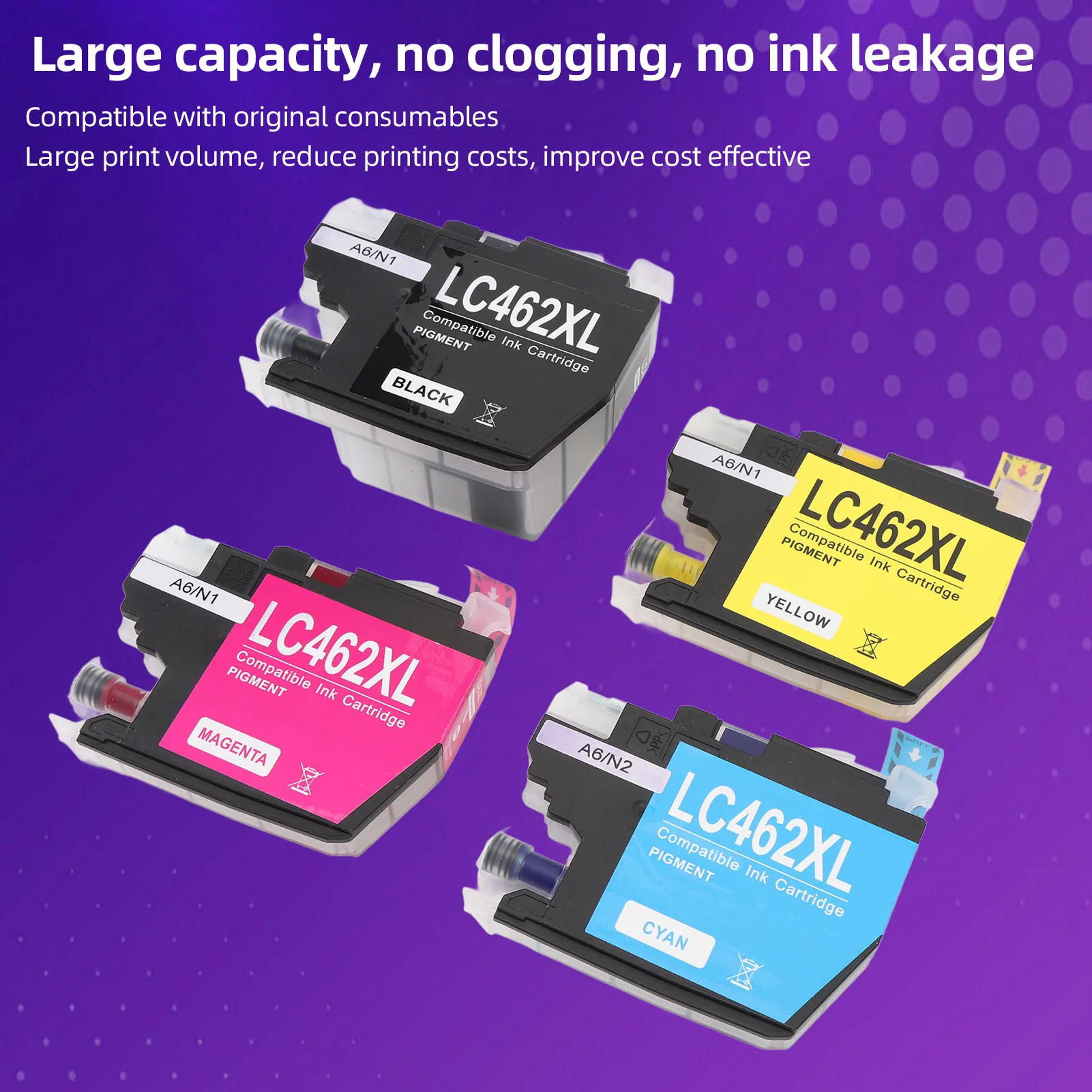 

4PCS Ink Cartridge Black Blue Red Yellow LC462XL Printer Ink Cartridge Replacement for MFC-J2340DW J3540DW J3940 Printer