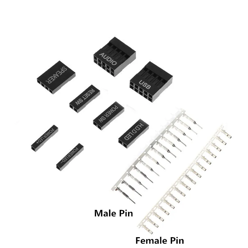Angitu-Dupont المتحدث موصل ، الطاقة SW ، HDD ، السكن مع دبابيس مجانية لكابل الكمبيوتر ، لتقوم بها بنفسك ، الصوت ، USB ، P-P ، إعادة تعيين ، 2.54 مللي متر
