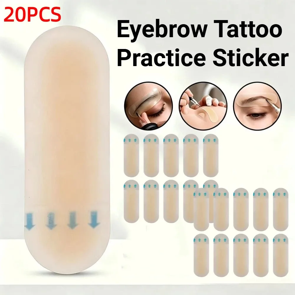 20Pcs Practical Eyebrow Practice Skin Hydrocolloid Reusable Tattoo Practice Sticker Adhesive Waterproof