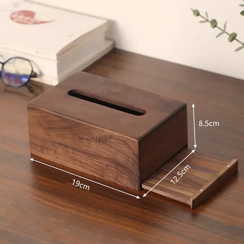 Black walnut dining table cardboard box, living room tissue box, dining table paper storage box, home decoration