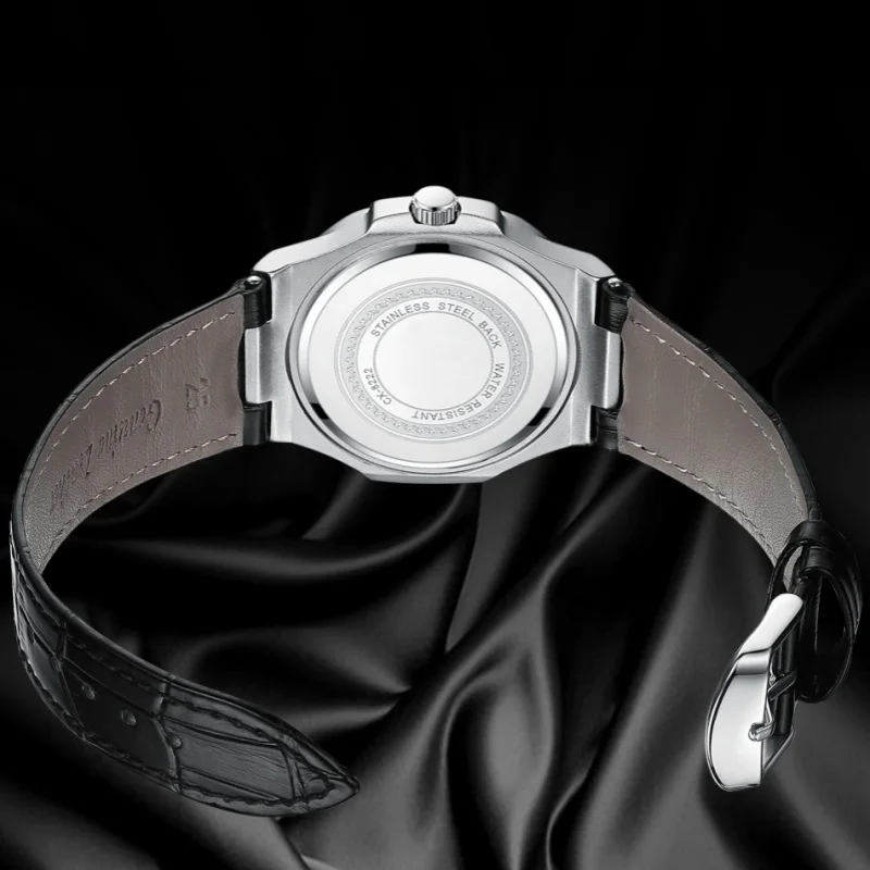 Мужские кварцевые наручные часы с кожаным ремешком и датой