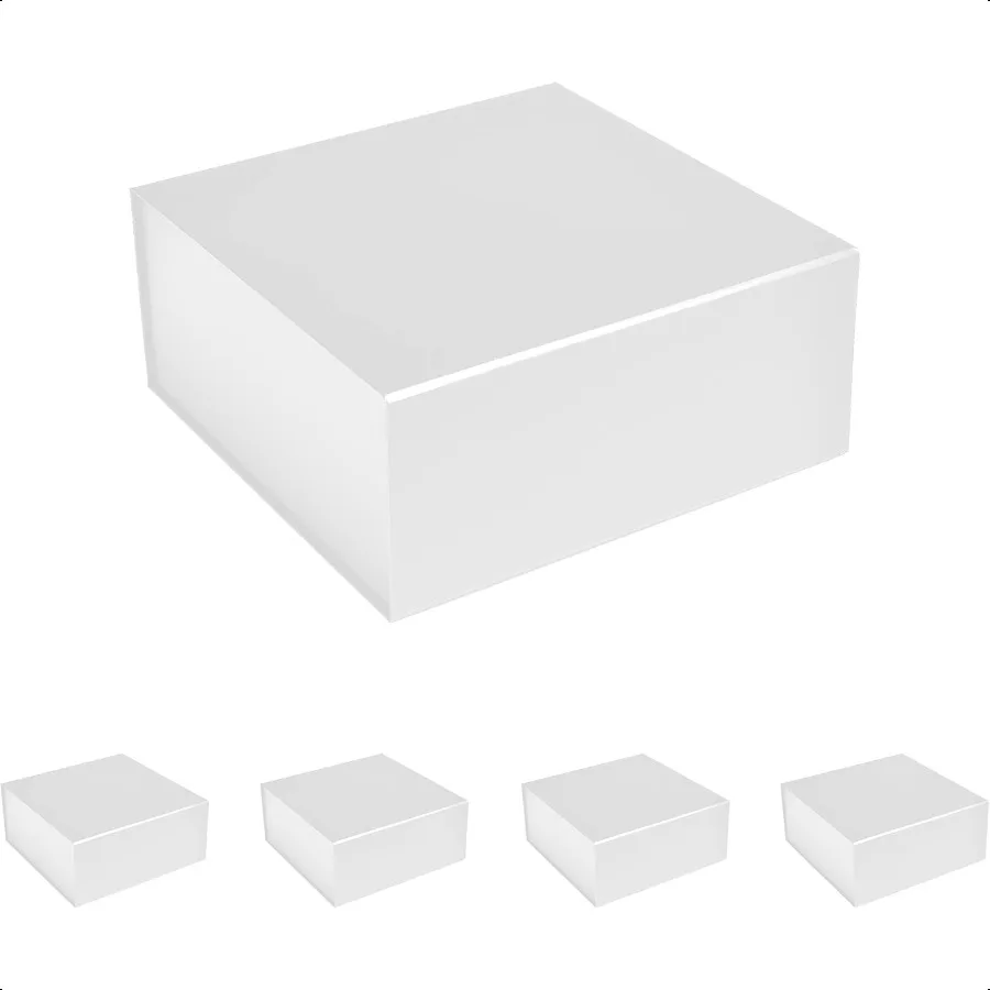 

CECOBOX Gift Boxes with Lids for Presents 6"x6"x2.75" Matte Collapsible Magnetic Closure Gift Box Groomsmen and Bridesmaid Prop