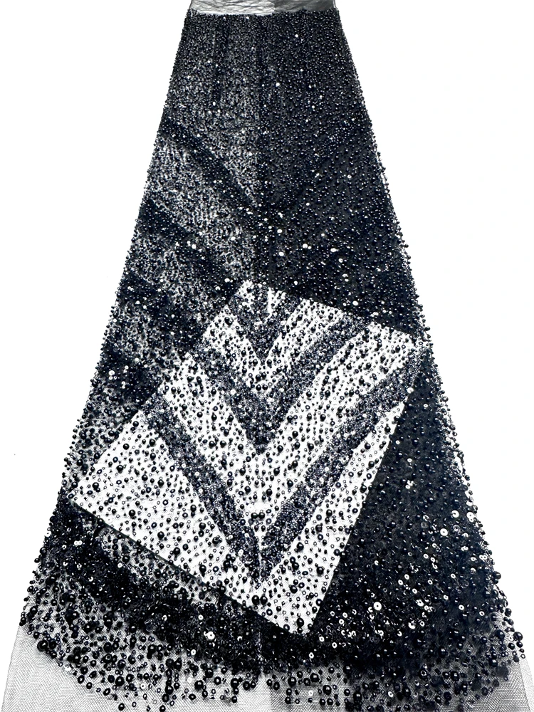 

Fashion African Nigerian 2026 Beaded Embroidery Lace High-End Luxury French Sequin Net Lace Fabric For Wedding Party Dress Women