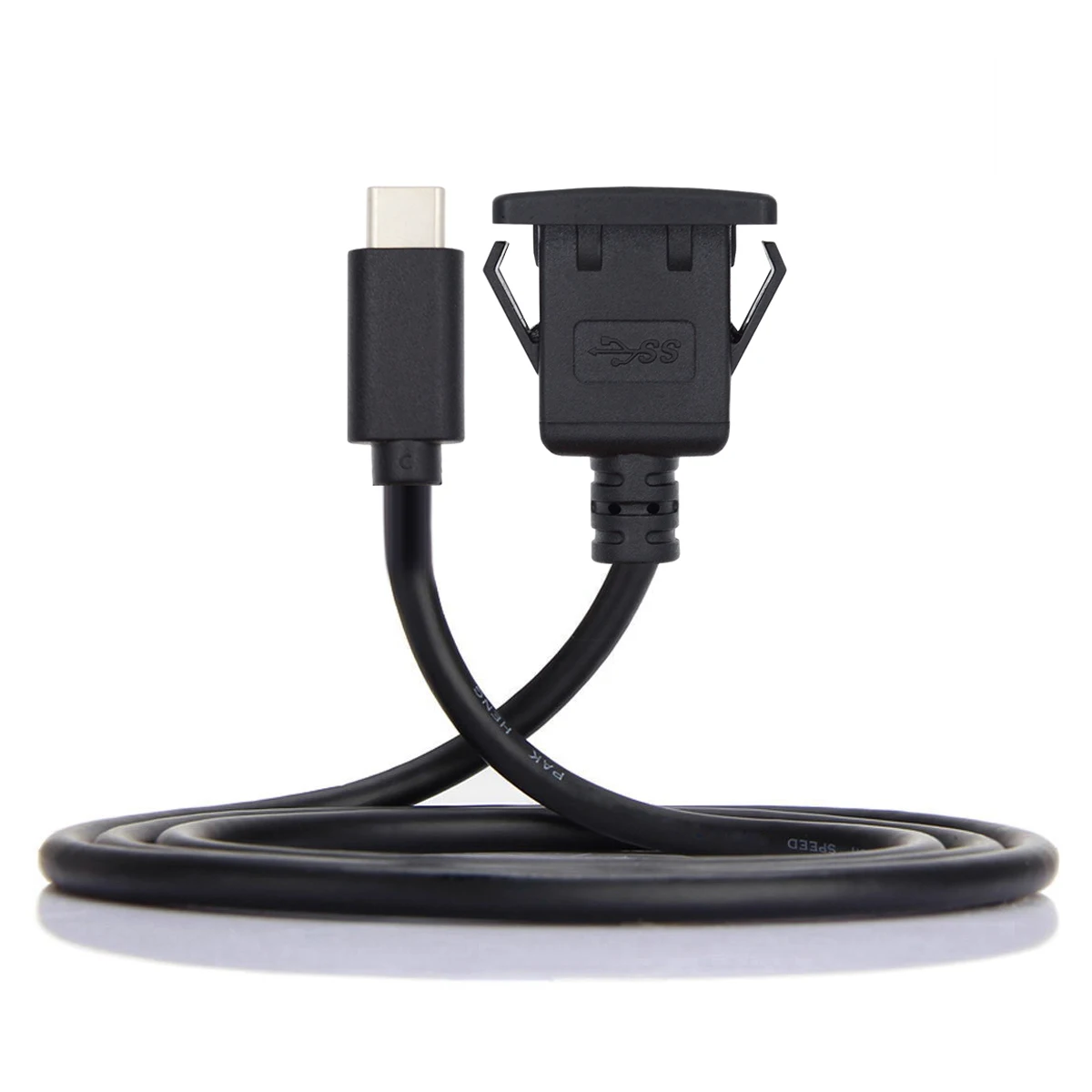 USB-C Type-C USB 3.1 Male To Female 10Gbps Extension Flush Car Latch Mount Extension Cable for Dashboard Panel