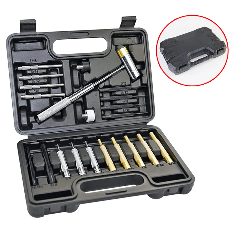 B50 21Pcs Roll Pin Punch Set Dual-sided Brass Hammer Professional Gunsmithing Punch Tools Portable Hand Tools Kit