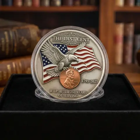 1-10pcs Final Cent Memorial Coin with American Flag & Eagle Last Lincoln Penny Tribute Token Gift History Commemorative Coin