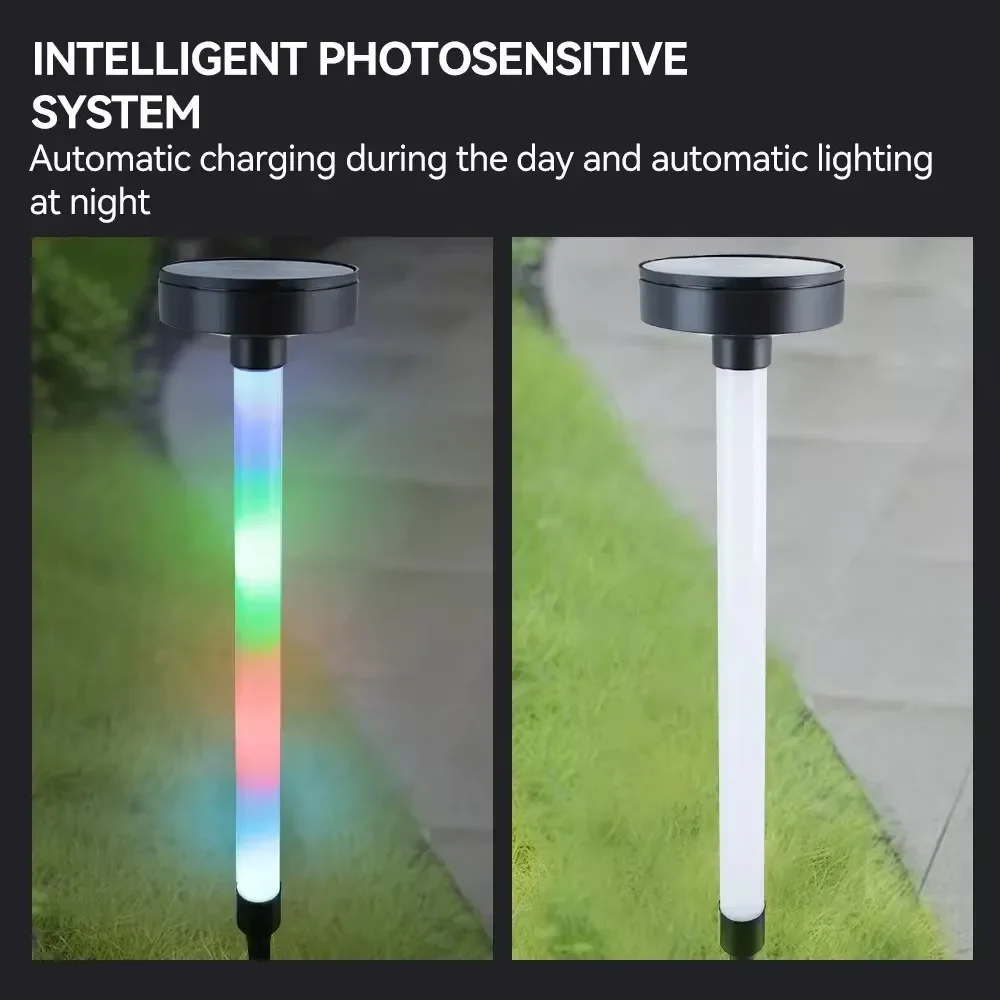 Outdoor RGB Color Chaning Solar Pathway Light Waterproof Solar Lawn Lamp 1200mAh Garden LED night light