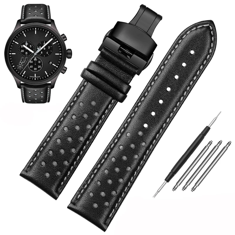 22mm Genuine Leather Watchband for Tissot 1853 Special T116 Strap T116617 Warriors Knights Breathable Band Heuer Men\'s Bracelet