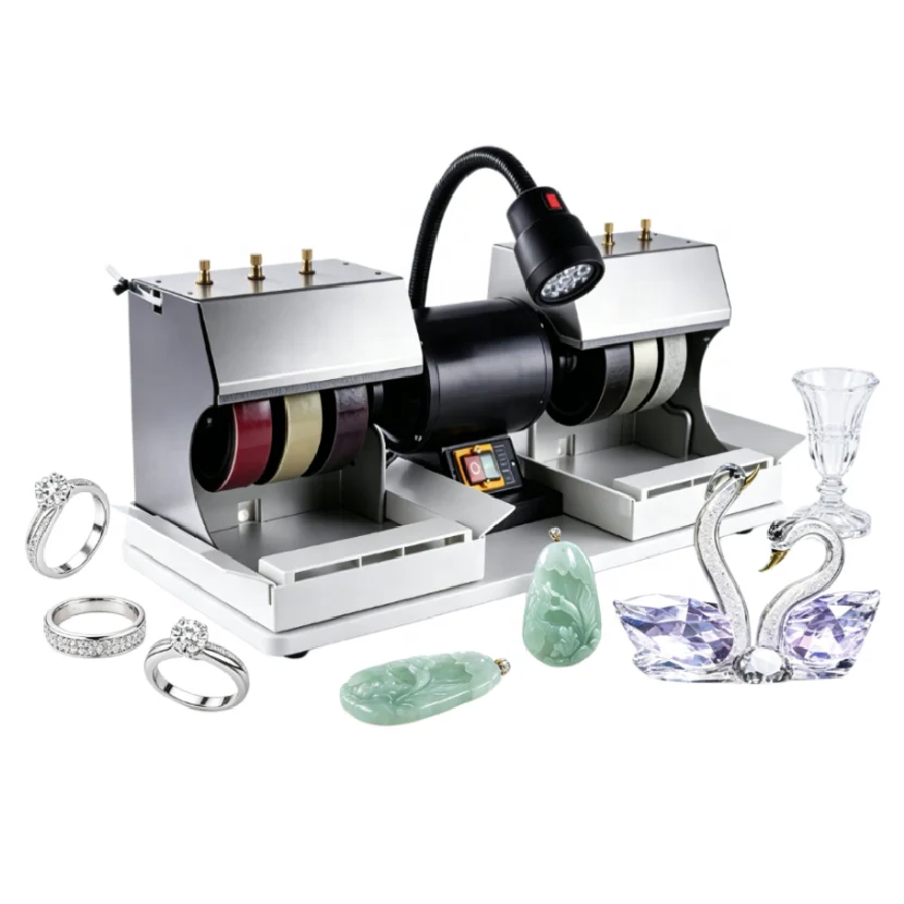 Efficient Lapidary Rock Grinding Machine 6 Inch Wheel 1800rpm Bench Polisher with Adjustable Water Pump and Work Lamp